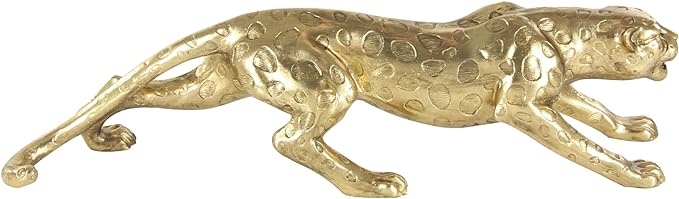 Leopard Sculpture 79 Glam Polystone, 34" x 8" x 8", Gold