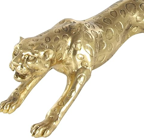 Leopard Sculpture 79 Glam Polystone, 34" x 8" x 8", Gold